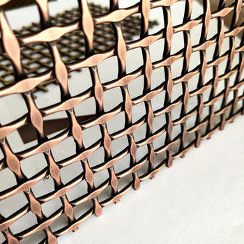 شبكة سلكية منسوجة زخرفية بملعب مسطح 10 مم بقطر مسطح 1.5 × 3.5 مم ووزن 8.6 كجم/متر مربع