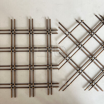 Antique Bronze Crimped Wire Architectural Woven Wire Mesh Diamond Open Weave