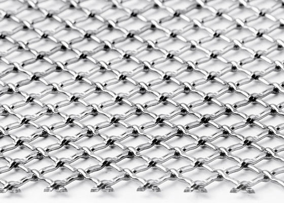 3 × 6m SGS Lock Crimp Wire Mesh مربعة من الفولاذ المقاوم للصدأ شبكة معدنية منسوجة