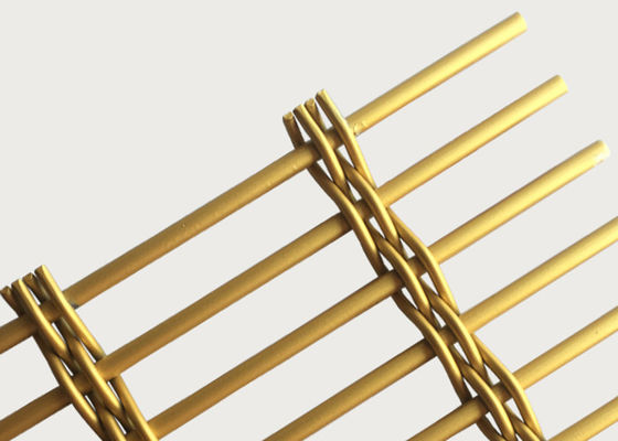 مقسم غرفة شبكة أسلاك معدنية من الفولاذ المقاوم للصدأ المنسوج باللون الذهبي SGS 2 × 4m