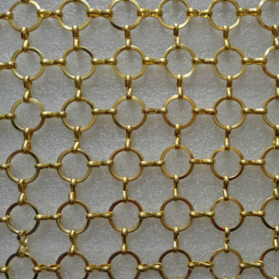 ODM ذهبي معدن حلقة شبكة سياج زخرفي 3.8mm سلسلة بريد شبكة