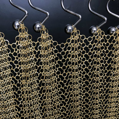 ODM ذهبي معدن حلقة شبكة سياج زخرفي 3.8mm سلسلة بريد شبكة