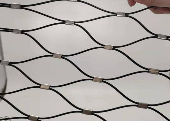 سياج حبل فولاذي منسوج يدويًا 7x7 مضاد للحريق 60x60mm لدرج السور