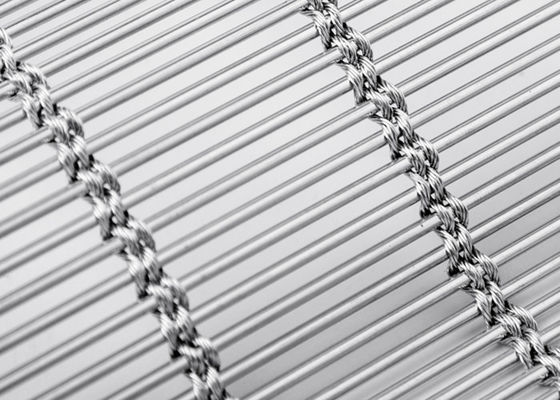 ستارة شبكية معمارية من الفولاذ المقاوم للصدأ بطول 6 متر × 120 متر ، واجهة معدنية منسوجة باللون الطبيعي