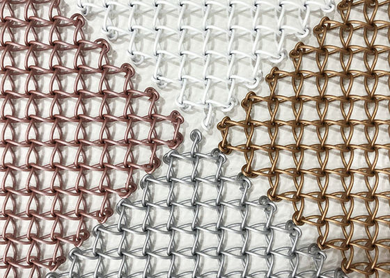 الفولاذ المقاوم للصدأ PVD المعادن 1.5mm الزخرفية المنسوجة شبكة سلكية الشاشة جامدة المضادة للتأثير