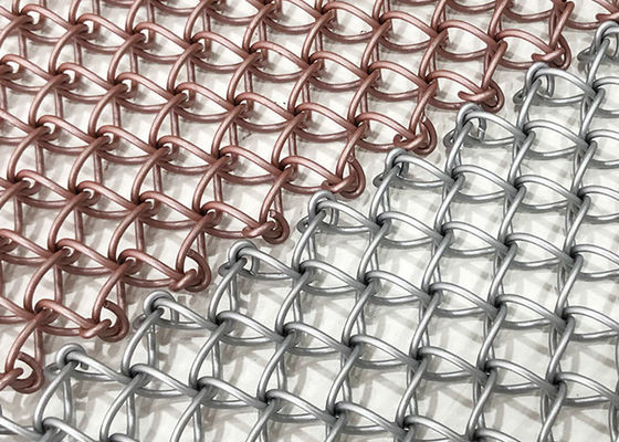 الفولاذ المقاوم للصدأ PVD المعادن 1.5mm الزخرفية المنسوجة شبكة سلكية الشاشة جامدة المضادة للتأثير